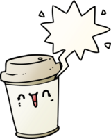 cartoon take out coffee and speech bubble in smooth gradient style png