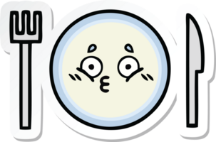 sticker of a cute cartoon dinner plate png