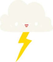 nuage d'orage de dessin animé de style couleur plat png