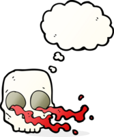 cartoon gross skull with thought bubble png