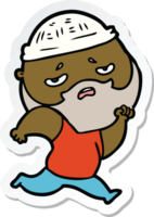 sticker van een cartoon bezorgde man met baard png