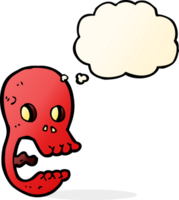 funny cartoon skull with thought bubble png