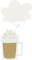 dessin animé bière et bulle de pensée dans un style rétro png