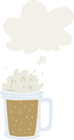 cerveza de dibujos animados y burbuja de pensamiento en estilo retro png