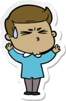 sticker of a cartoon man sweating png