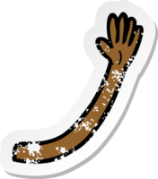 retro distressed sticker of a cartoon arm png