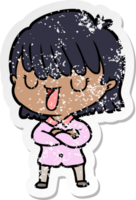 distressed sticker of a cartoon woman png