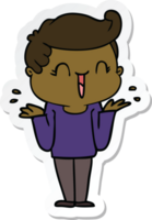 sticker of a cartoon laughing boy png