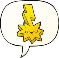 cartoon lightning strike and speech bubble in smooth gradient style png