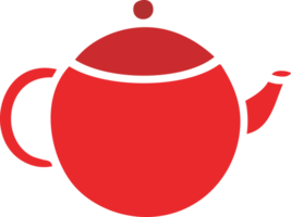 flat color retro cartoon red tea pot png