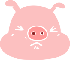 flache farbe karikatur wütendes schweinegesicht png