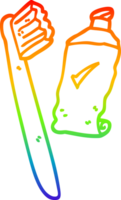 cepillo de dientes de dibujos animados de dibujo de línea de gradiente de arco iris y pasta png