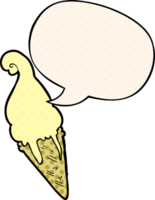 cartoon ice cream and speech bubble in comic book style png