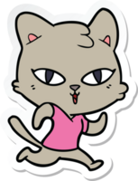 sticker of a cartoon cat out for a run png