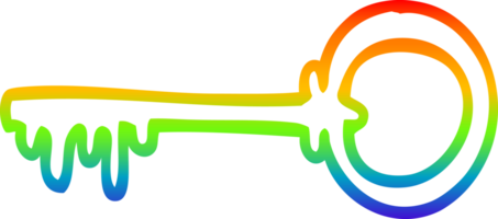 rainbow gradient line drawing cartoon old key png