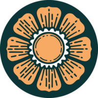 icono de estilo tatuaje de una flor png