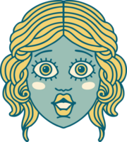 tattoo style icon of female face png