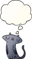 cartoon cat and thought bubble in smooth gradient style png