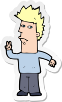 sticker of a cartoon man giving peace sign png