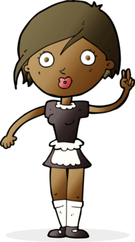 caricatura, camarera, elaboración, mano, gesto png