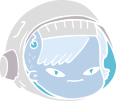 flat color style cartoon astronaut face png