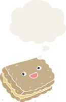 galleta de dibujos animados y burbuja de pensamiento en estilo retro png