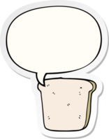 cartoon slice of bread and speech bubble sticker png