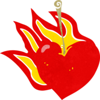 cereza de corazón llameante de dibujos animados png