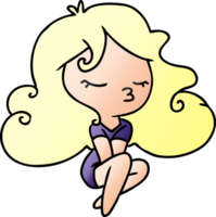 gradient cartoon of cute kawaii girl png