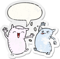 cartoon pillows and speech bubble distressed sticker png