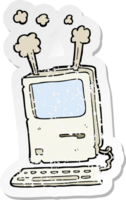 retro noodlijdende sticker van een cartoon oude computer png