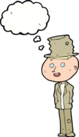 cartoon funny hobo man with thought bubble png