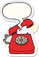 telefone tocando desenho animado e adesivo de bolha de fala png