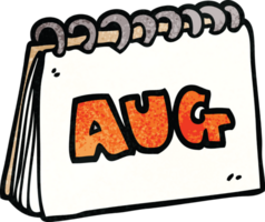 cartoon doodle calendar showing month of august png