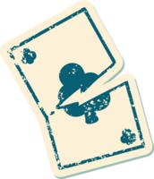 distressed sticker tattoo style icon of a torn card png