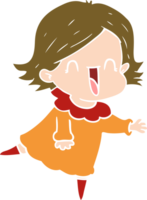 mujer feliz de dibujos animados de estilo de color plano png