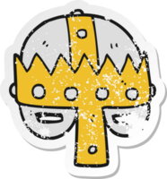 retro noodlijdende sticker van een cartoon middeleeuwse helm png