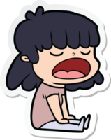 sticker of a cartoon woman talking loudly png