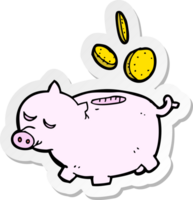 sticker of a cartoon piggy bank png