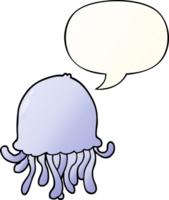 cartoon jellyfish and speech bubble in smooth gradient style png