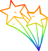 dibujo de línea de gradiente de arco iris estrellas fugaces de dibujos animados png