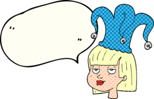 comic book speech bubble cartoon woman wearing jester hat png