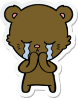 sticker of a crying cartoon bear png