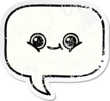 distressed sticker of a cute cartoon speech bubble png