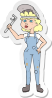 sticker of a cartoon capable woman with wrench png