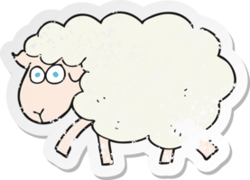 autocollant rétro en détresse d'un mouton de dessin animé png