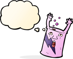 cartoon soda can character with thought bubble png