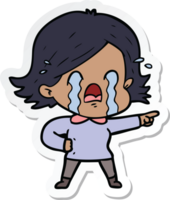 sticker of a cartoon woman crying png