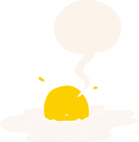 cartoon fried egg and speech bubble in retro style png