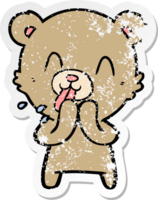 distressed sticker of a rude cartoon bear png